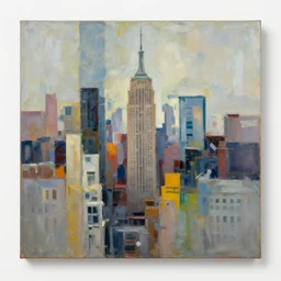 Abstract painting of New York by Poussin, realistic, photo studio, HDR, 8k, trending on artstation