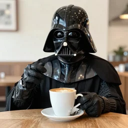 Darth Vader drinking coffee