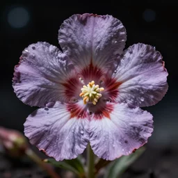 a close up nature photography of a completely unique 6 - petaled flower found only in space