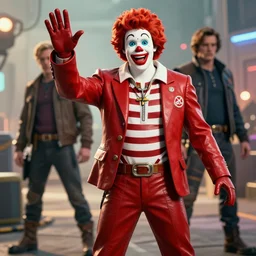 ronald mcdonald with the infinity gauntlet dynamic pose 4 k deviantart fanart cinematic shot