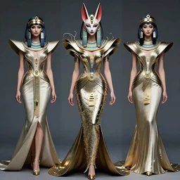 oni kitsune editorial by utakava kiyoshi, ancient egyptian haute couture by alexander mcqueen, oni still frame from'stargate'( 1 9 9 4 ), haute couture of goddess oni by ivan bibilin, expressive metal couture editorial by iris van herpen