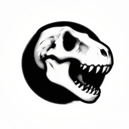 tyrannosaurus skull logo, black and white vector, stylized