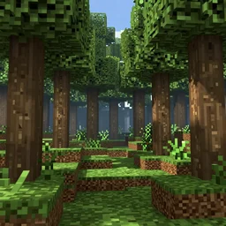 atmospheric render of a forest, minecraft, rendered with blender, 4 k
