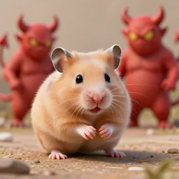 a hamster mixed with a devil, 4 k, hd, high detailed