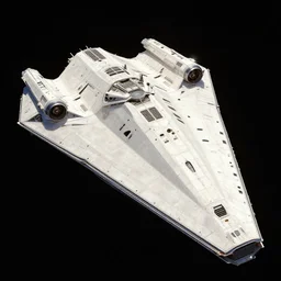 epic professional digital art of an immense angular pale white starship with many complex modules, in pitch black outer space, hamish frater, jim burns, wayne barlowe
