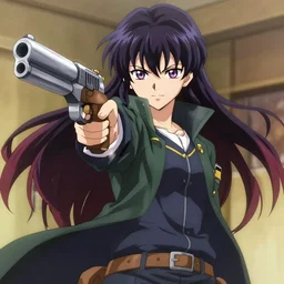 kira yoshikage with a gun, high quality anime art