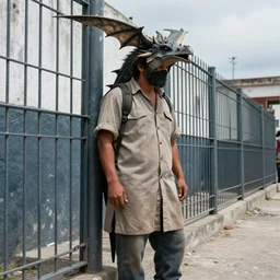 drachenlord in latin american prison, outside, photo realism, high detail, national geographic, documentary