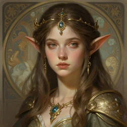 a beautiful portrait of elf girl, deep focus, d & d, fantasy, intricate, elegant, highly detailed, digital painting, artstation, concept art, matte, sharp focus, illustration, hearthstone, art by artgerm and greg rutkowski and alphonse mucha