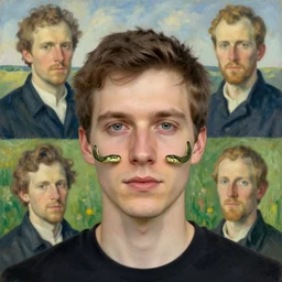 a portrait of a male character who has two snake nostrils in a scenic environment by Ross Tran and by Jesper Ejsing and by Mikalojus Konstantinas Ciurlionis