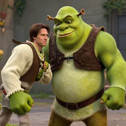 keanu reeves fighting muscular shrek, highly detailed, high quality, hd, 4 k, 8 k, canon 3 0 0 mm, professional photographer, 4 0 mp, lifelike, top - rated, award winning, realistic, sharp, no blur, edited, corrected, trending