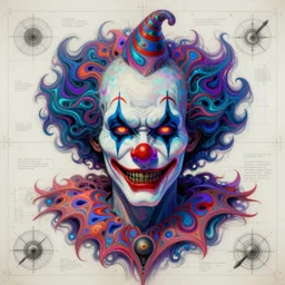 ( neon clown face in the style of hr giger ) ( ( engineering document, drawing, autodesk blueprint, warp drive ) ) ( ( ( hyper detailed masterpiece, psychedelic fractal pattern, jean giraud, digital art painting, dream wave aesthetic, ethereal, artgerm, donato giancola, tom bagshaw ) ) )