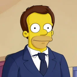 a portrait of emanuel macron in the style of the simpsons