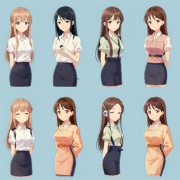 pattern of anthropomorphic social anime girls accompanying artificial intelligence