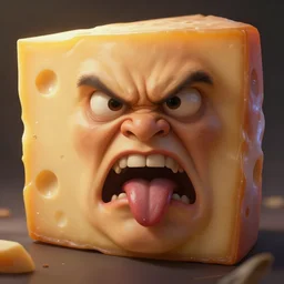 angry block of cheese, forked tongue, volumetric lights, intricate, intense detail, digital painting, artstation, concept art, soft focus, cinematic, illustration, ugly face, 4 k