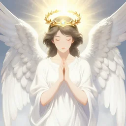 Angel with a crown of light, in the style of Utamaro