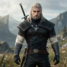 nathan drake!!! as the witcher, the witcher 3, geralt of rivia