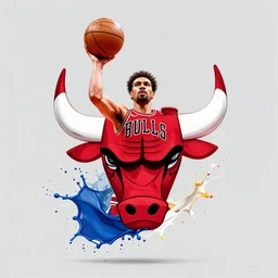 basketball chicago bulls splash art graphic design color splash high contrasting art, fantasy, highly detailed, rule of thirds art by greg rutkowski