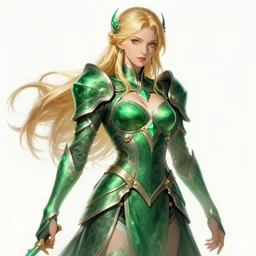 A blonde emerald warrior, HD, illustration, epic, fantasy, intricate, elegant, amazing detail, digital painting, artstation, concept art, smooth, sharp focus, illustration, art by Andreas Höher