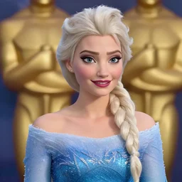Margot Robbie as Elsa in disney frozen live action, 8k full HD photo, cinematic lighting, anatomically correct, oscar award winning, action filled, correct eye placement,