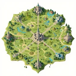isometric map of a large fantasy world with various biomes, highly detailed, smooth, sharp focus, artstation, illustration by makoto shinkai and moebius and jean giraud