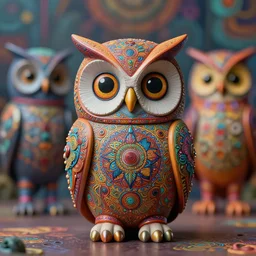 psychedelic cat owl figure by naoto hattori, android jones and chris dyer, depth of field, intricate beautiful painting, billions of details, octane render, trending on artstation