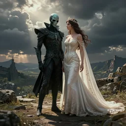 hades and Persephone wedding in the style of beeple