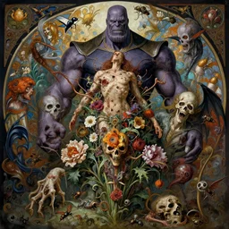 the platonic ideal of flowers, rotting, insects and praying of cletus kasady ultimate carnage thanos dementor wild hunt doctor manhattan chtulu nazgul mandelbulb davinci, d & d, fantasy, ego death, detailed, intricate, hyperrealism, intense, scary, decay, mdma, art by artgerm and greg rutkowski and alphonse mucha and giuseppe arcimboldo