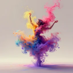 color pigments spread out in air, look like someone is dancing, dream, by maureen maryka concept art, unreal 5, trending on artstation