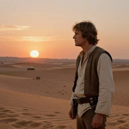 film still Luke skywalker watches tatooine binary sunset Star Wars a new hope 1977