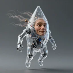 transparent plastic nendroid floating in the wind, funny fantasy characture portrait, ultra realistic, cinematic, cinematic, wide angle, intricate details, cyborg, highly detailed by caravaggio, aaron horkey, boris vallejo, wayne barlowe, craig mullins, roberto ferri,