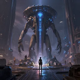 dark city mothership mass effect andromeda krogan base wallpaper 3 d pixar disney digital cgi rtx hdr painting bioluminance alena aenami artworks in 4 kby jesper ejsing, feng zhu and loish beeple, by thomas kinkade 2 2 2 2
