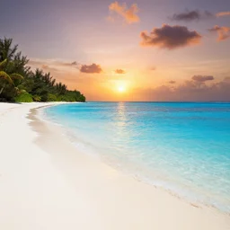bahamas, koh phiphi costa rica, crystal clear blue water, white sandy beach, 8 k wallpaper, stunning photography, beautiful sunset, warm, dslr