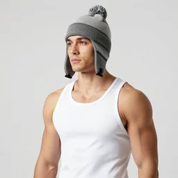 kangaroo  powerifter wearing a white tank top shirt and winter hat ,  studio photoshoot dramatic light , very sharp detail , aggressive pose