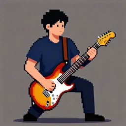 electric guitarist, pixel art