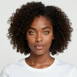 black woman with golden eyes and curly hair, white t - shirt, jacket over top, freckles, trending on artstation, digital art, illustration, high quality drawing