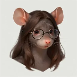 character design portrait of an anthropomorphic furry rat girl with rat ears, wearing glasses, dark brown hair, looking at the camera, 4 k, concept art, by wlop, ilya kuvshinov, artgerm, krenz cushart, pixiv.