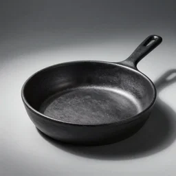 minimal iron cast pan, with a round handle