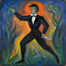 neil gaiman's sandman in the style of tarsila do amaral