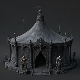 3d sculpt of a huge dark fantasy gothic circus tent, artstaton, League of Legends, red dead redemption2, overwatch, dark souls, digital illustration
