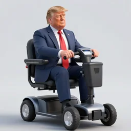 donald trump driving a mobility scooter, 3 d render, octane, ray tracing, ultra high detail photorealistic, 8 k