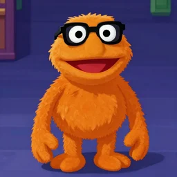 bip bippadotta in old school runescape, orange fuzzy muppet, screenshot, wearing sunglasses