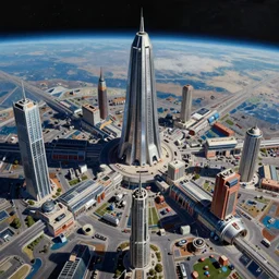 a painting of low earth orbit busy space city by paul chadeisson. ultra clear detailed, 4 k, octane render