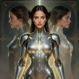 symmetry!! portrait of ana de armas, sci - fi, tech wear, glowing lights!! intricate, elegant, highly detailed, digital painting, artstation, concept art, smooth, sharp focus, illustration, art by artgerm and greg rutkowski and alphonse mucha