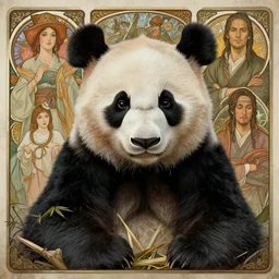 highly detailed panda gritty portrait, norman rockwell, wuxia art by greg rutkowski, loish, rhads and thomas kinkade, ilya kuvshinov, alphonse mucha, global illumination, detailed and intricate environment