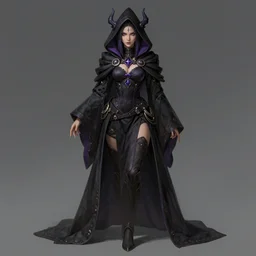 dark-elemental female wizard in the style of Greg Rutkowski and Ayami Kojima, accurate body features, full body shoot, realistic face, trending on artstation, artstationHD, artstationHQ, 4k, 8k