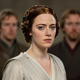 headshot of emma stone as princess leia in star wars by william bouguereau and louis rhead