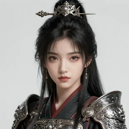 character design portrait of girl with black hair, ancient dynasty warriors girl, anime, face, fantasy, intricate, elegant, highly detailed, digital painting, concept art, smooth, sharp focus, illustration, art by wlop, trending on artstation