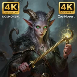 a digital painting of a aasimar with horns and green eyes, fantasy satyr wizard from d & d, a character portrait by zoe mozert, deviantart contest winner, fantasy art, detailed painting, d & d, young bard with music magic character design from witcher, 4 k, ultra detail, volumetric lighting, unreal engine, octane render