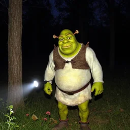 shrek caught on trail cam at night, flashlight