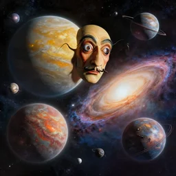 An epic colossal war between planets and galaxies and civilisations, by Salvador Dali, by Bruce Pennington, trending on artstation, top on pixiv, masterpiece, cinematic composition, dynamic, detailed, beautiful lighting, outer space, interstellar, astronomical, 8K, no frames,